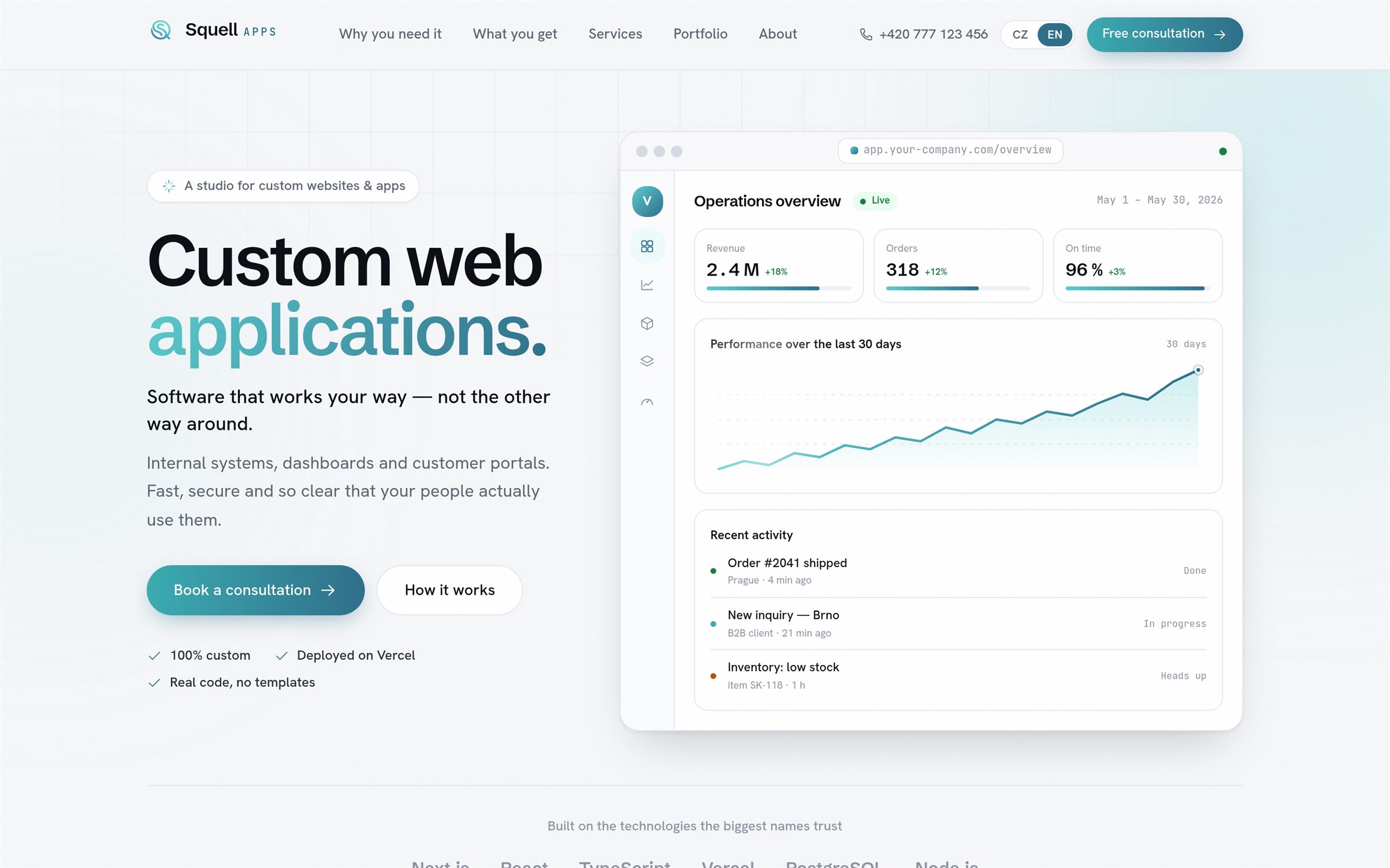 Náhled webu Squell Apps